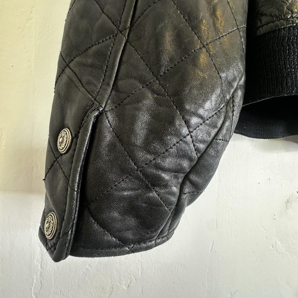 Vtg Express AVENUE DE L' Opera Genuine Black Leather Jacket Women's Moto Sz XS - Picture 7 of 8